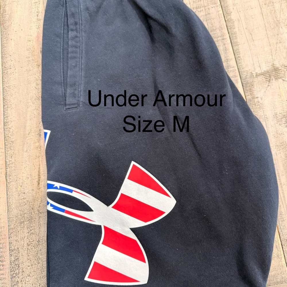 Under Armour Navy Shorts with Red and White Logo